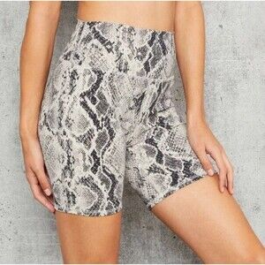 Alo Yoga High Waist Vapor Biker Shorts 6” Python Snake Print Grey Size XS